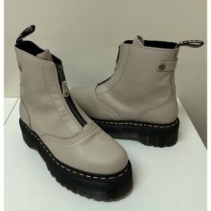 Dr Martens Jetta Platform Boots Bone Zip Front Women's Size 8 Men's Size 7 NEW